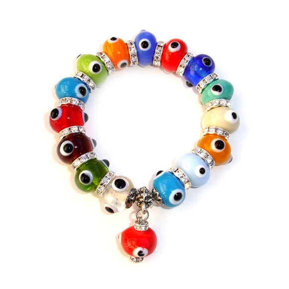 Multicolor Evil Eye Bracelet with CZ - Picture 1 of 2